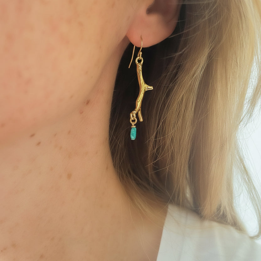 Boucles d'oreilles corail en amazonite