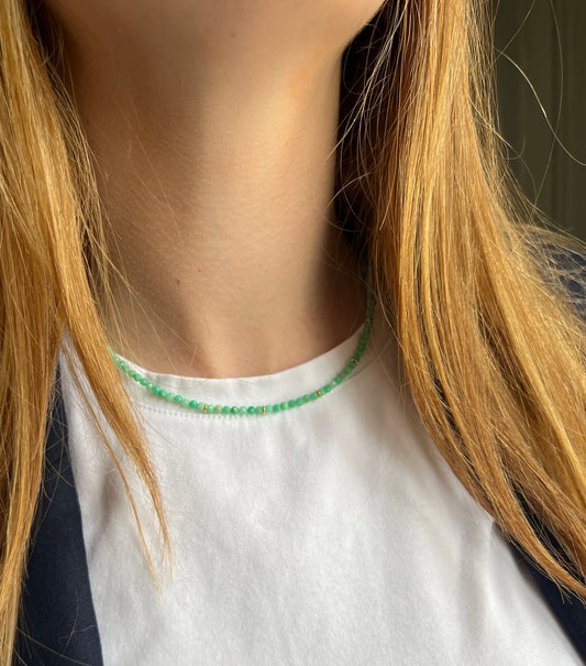 Collier Maldives chrysoprase verte