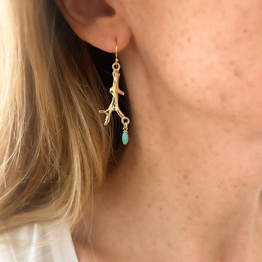 Boucles d'oreilles corail en amazonite
