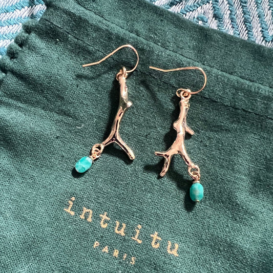 Boucles d'oreilles corail en amazonite