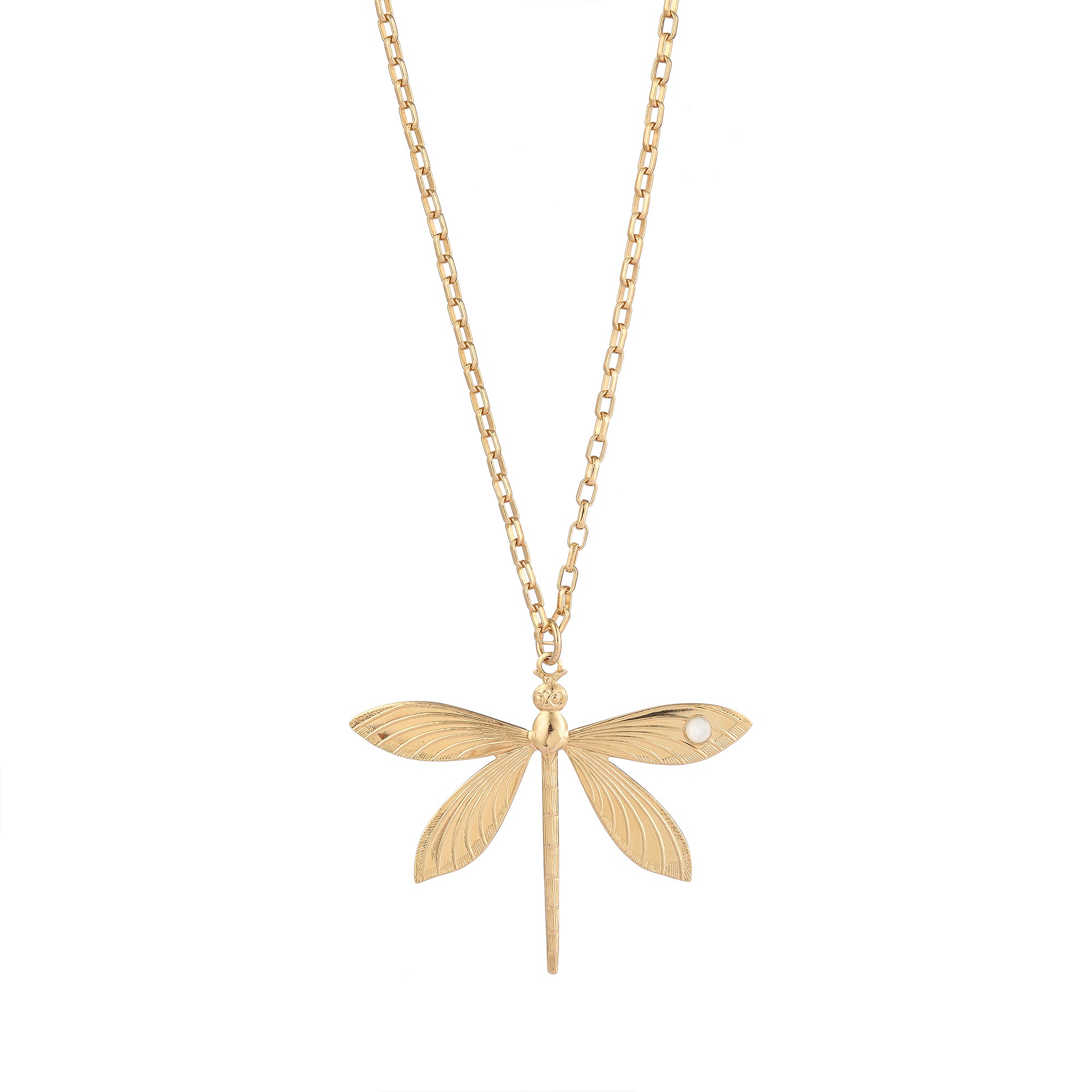 Collier Sautoir Pendentif Libellule – Blanc/argenté, Longueur 71-80 Cm, Neuf Avec étiquettes