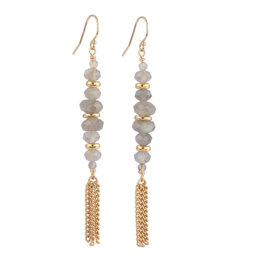 Boucles d'oreilles Tamara en labradorite grise