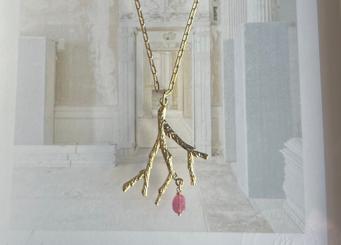 Sautoir corail et tourmaline rose