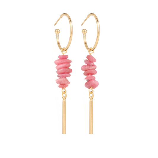 Boucles d'oreilles créoles chips roses