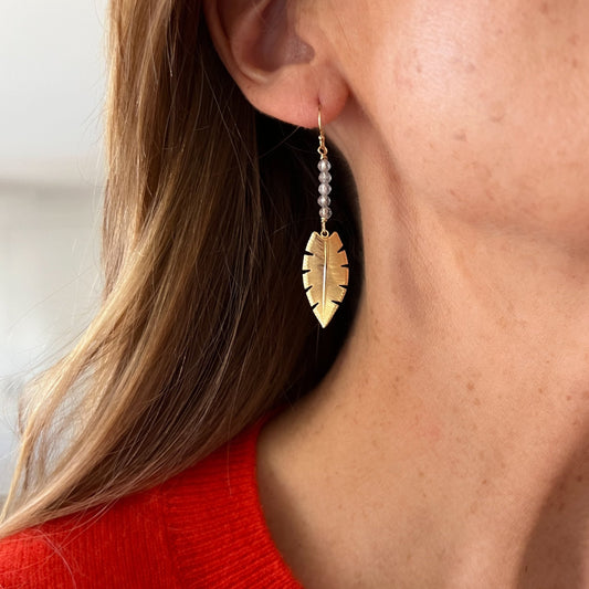 boucles d'oreilles flèche labradorite