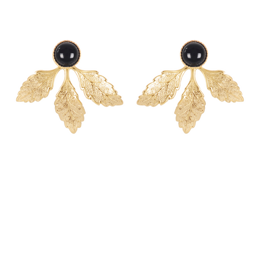 Boucles d'oreilles Gisèle en agate noire