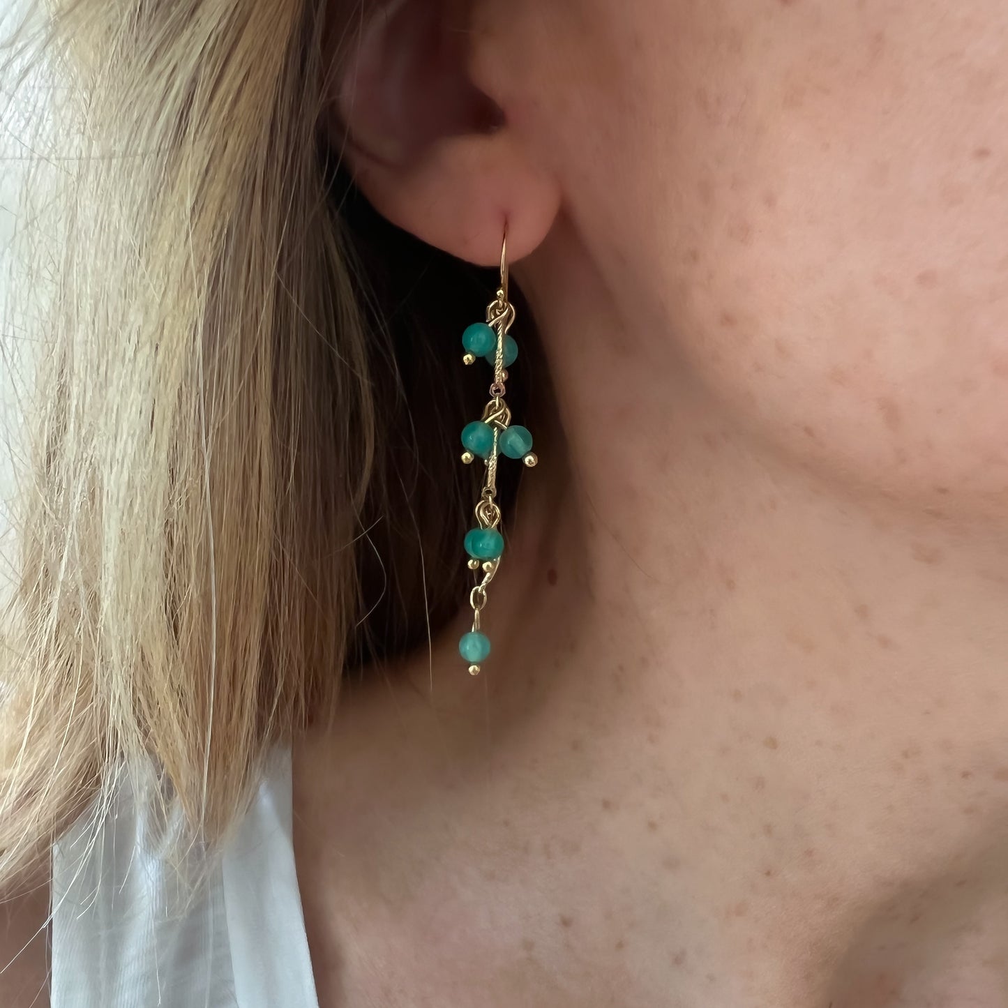Boucles d'oreilles Sakura en amazonite