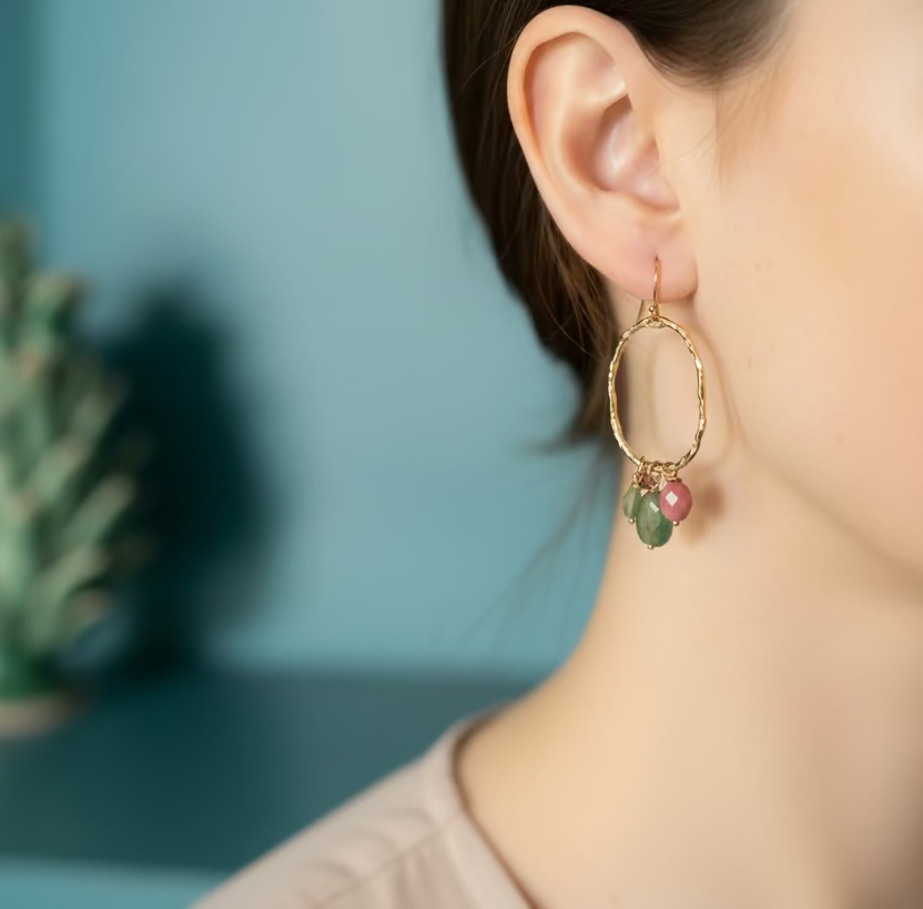 Boucles d'oreilles Orta rhodonite aventurine