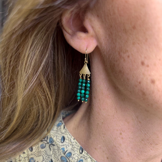 Boucles d'oreilles Théa malachite verte