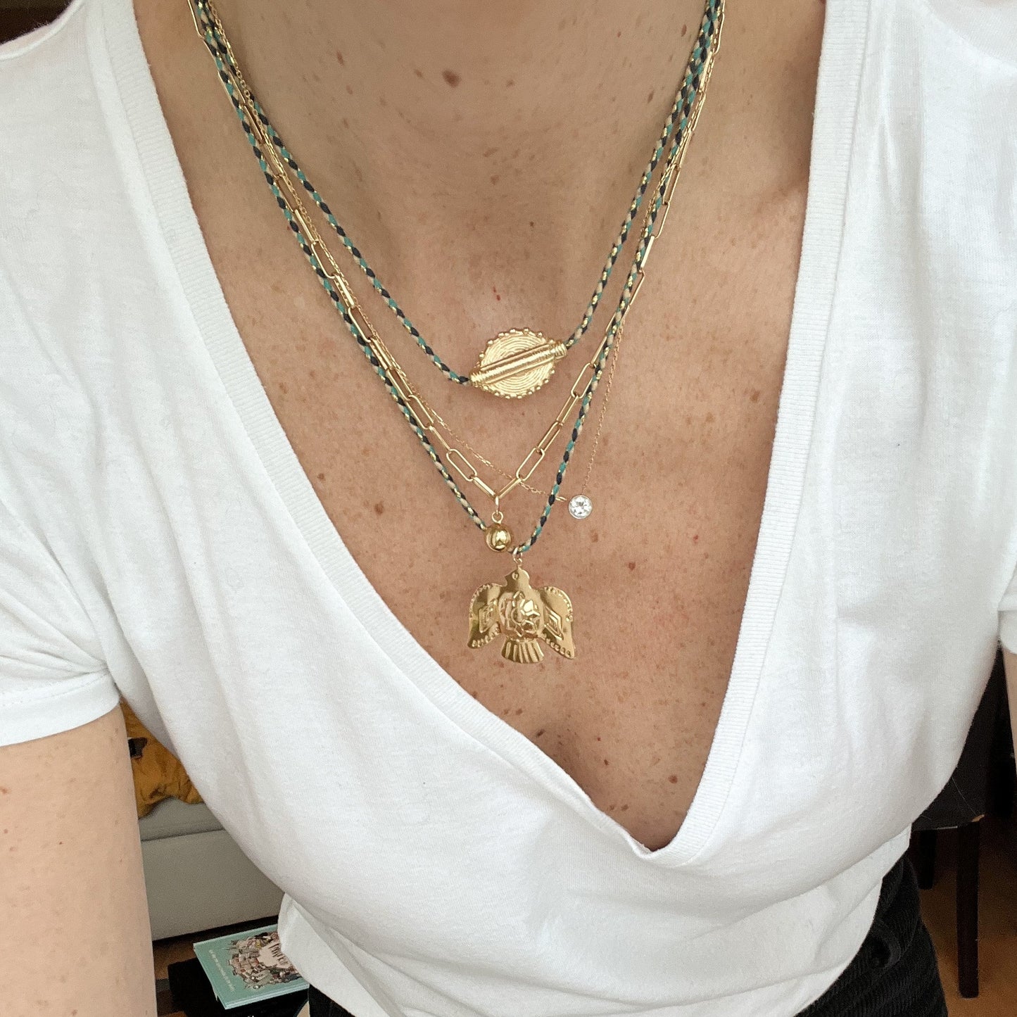 Collier Maya sur fil bleu