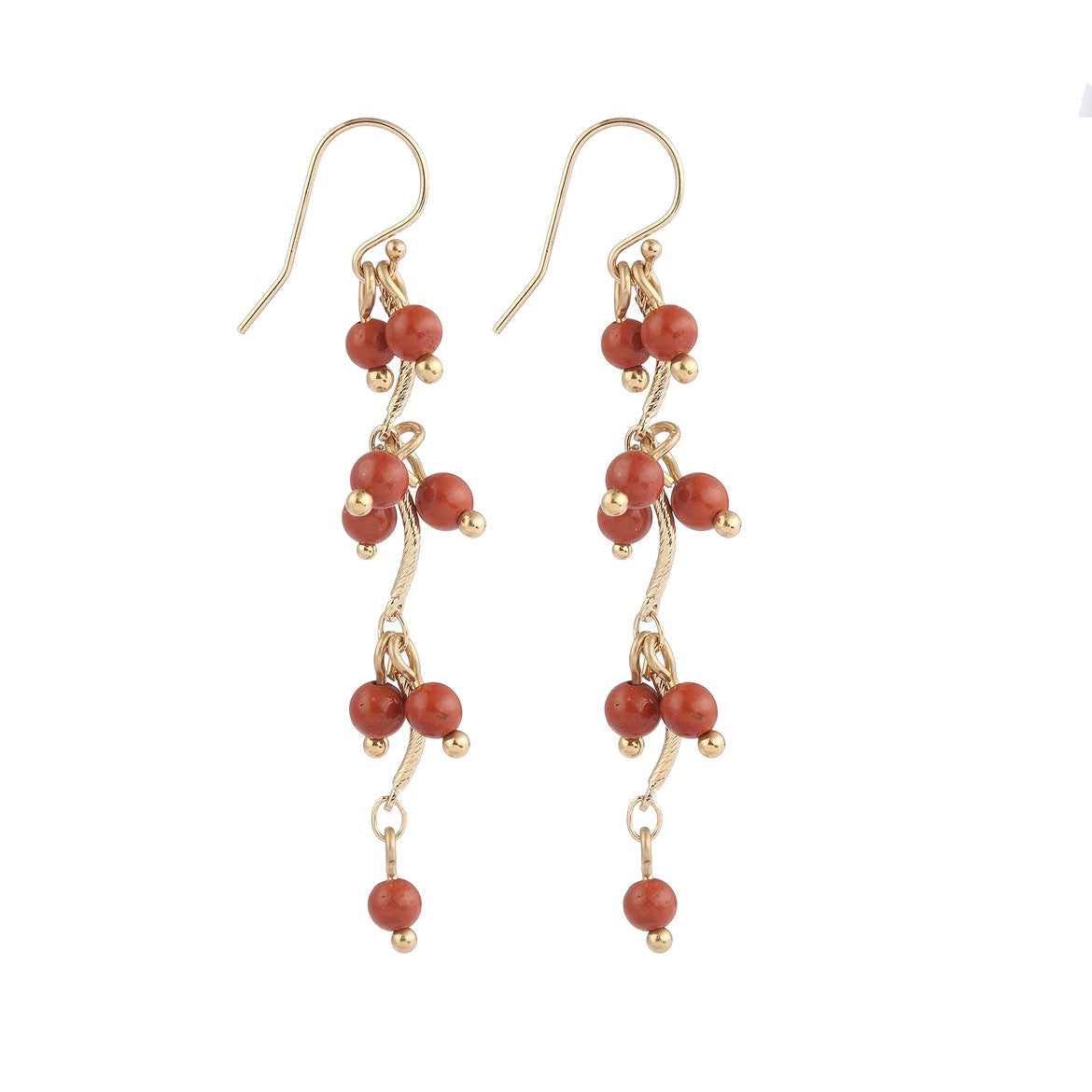 Boucles d'oreilles Sakura jaspe rouge