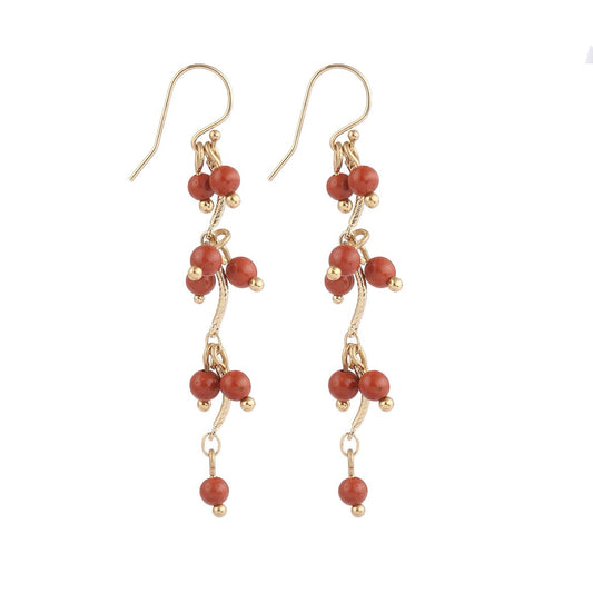 Boucles d'oreilles Sakura jaspe rouge