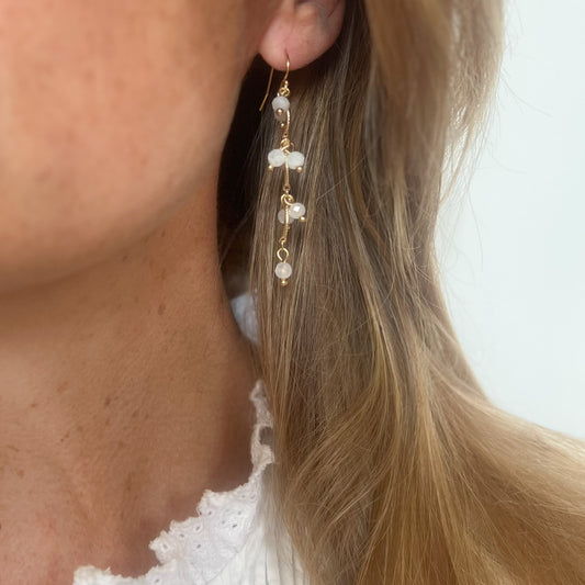 Boucles d'oreilles Sakura en pierre de lune