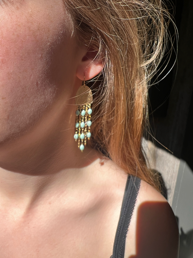 Boucles d'oreilles Gaïa bleu ciel