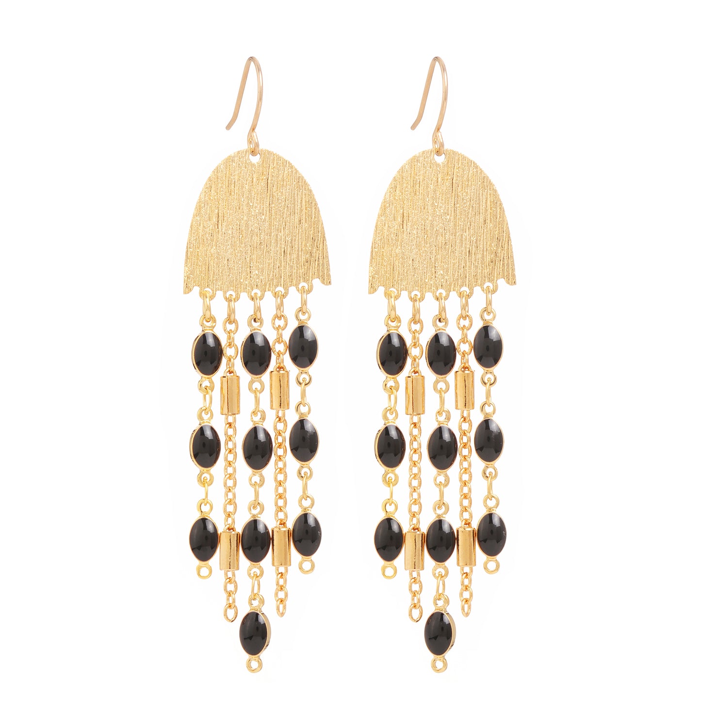 Boucles d'oreilles Gaïa noires et dorées
