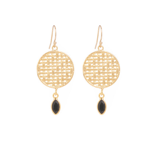 Boucles d'oreilles Mathilde agate noire