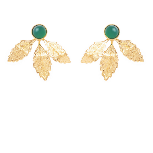 Boucles d'oreilles Gisèle en agate verte