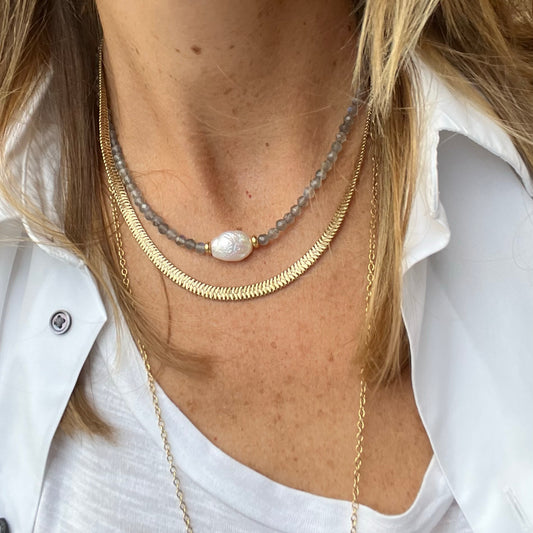 Collier Laura en labradorite et perle baroque