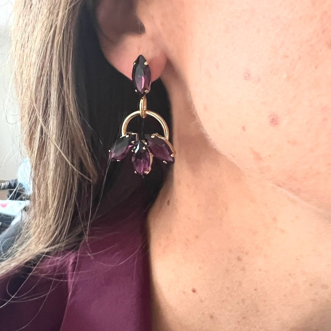 Boucles d'oreilles maxi Tilda bourgogne