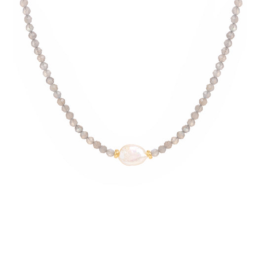 Collier Laura en labradorite et perle baroque