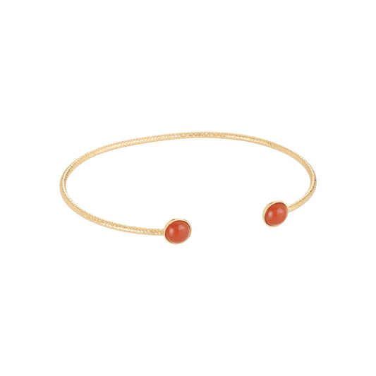 Jonc Ariane cabochon en jaspe rouge (6mm) doré