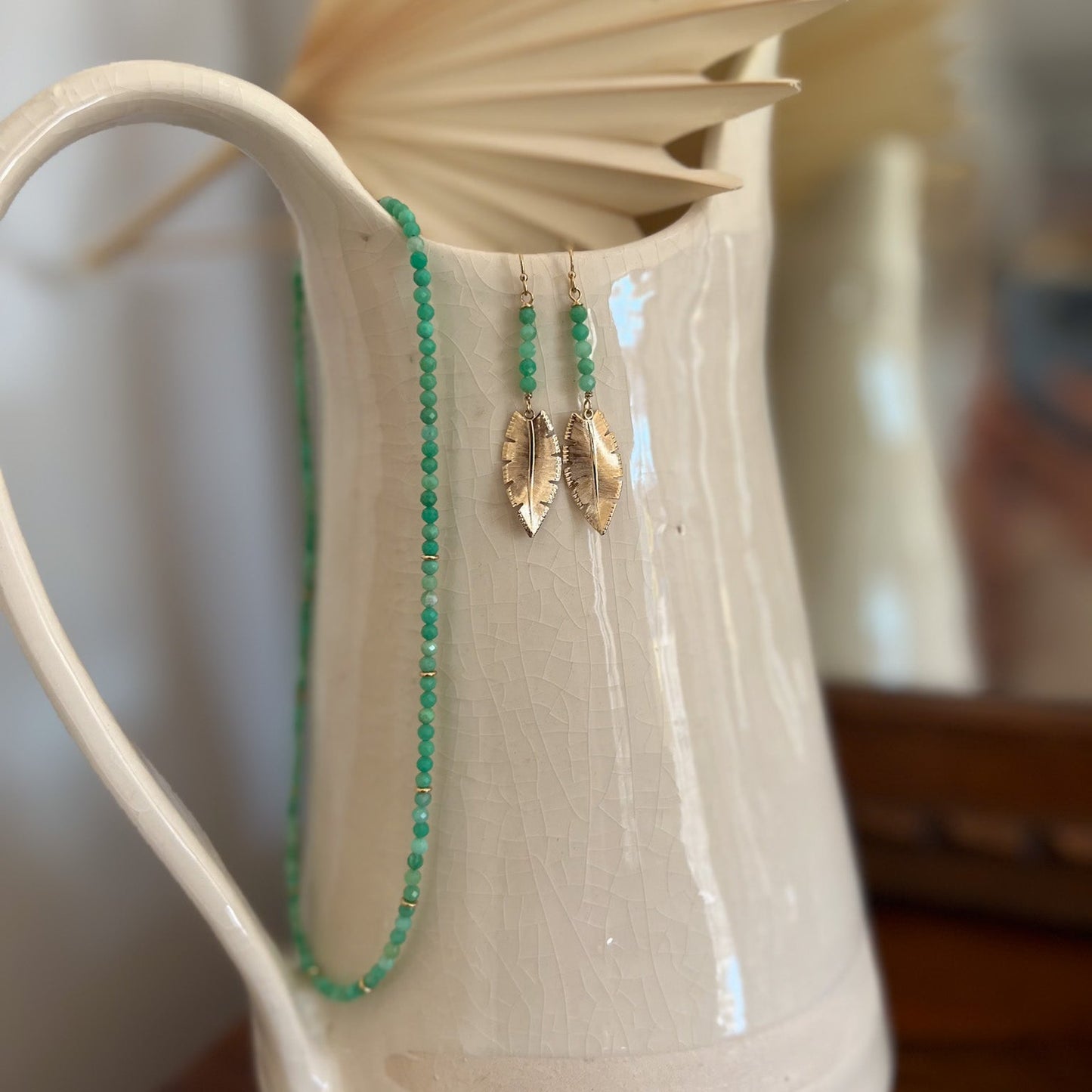 Boucles d'oreilles Arrow chrysoprase verte