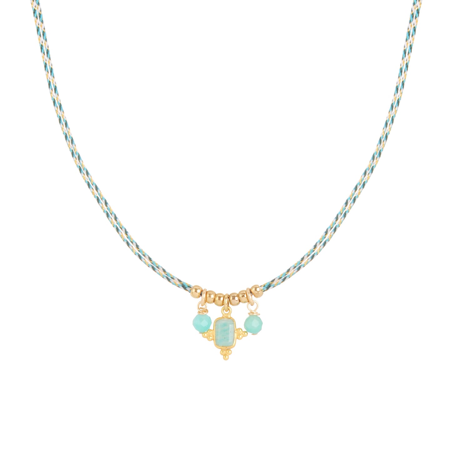 Collier Bindie sur fil bleu