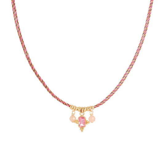 Collier Bindie sur fil rose