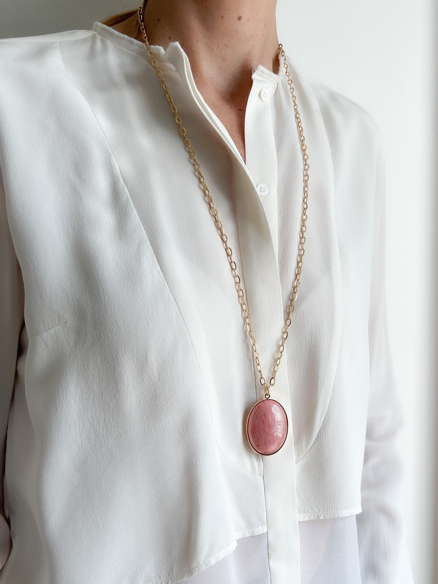 Sautoir Maxi Sophie rhodonite rose