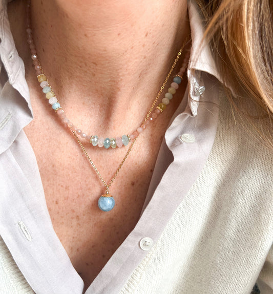 Collier Tamara béryl et pierre de soleil