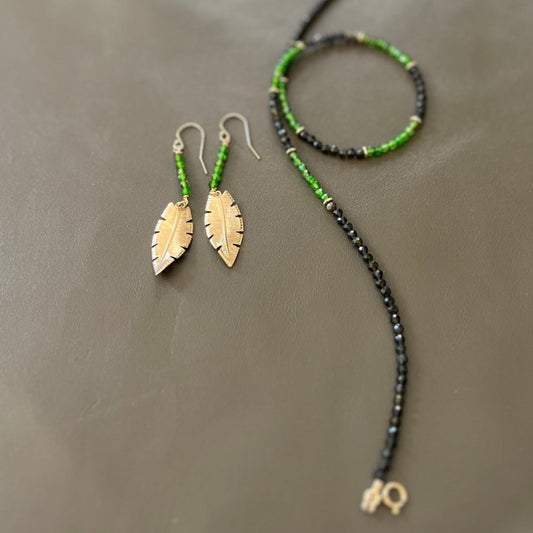 Boucles d'oreilles Arrow diopside verte