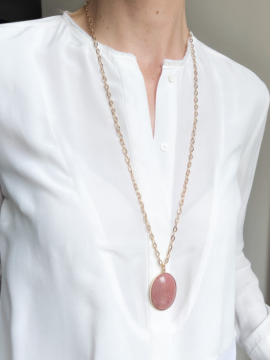 Sautoir Maxi Sophie rhodonite rose