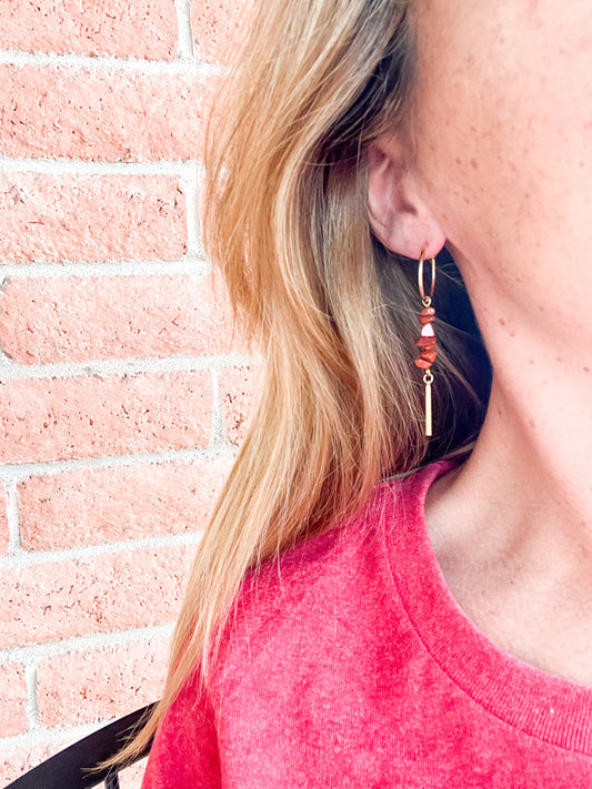 Boucles d'oreilles Calypso jaspe rouge