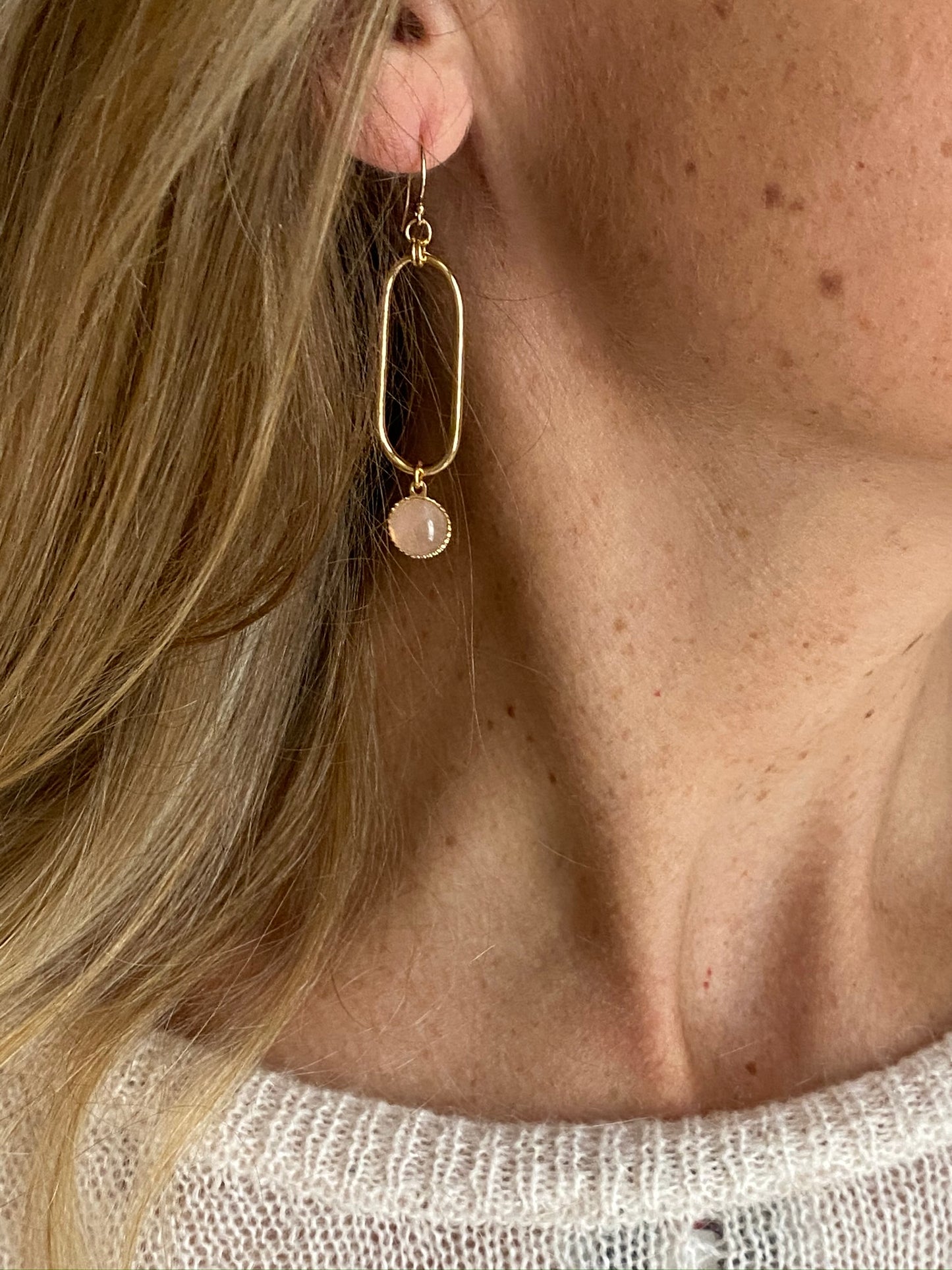 Boucles d'oreilles Emma quartz rose