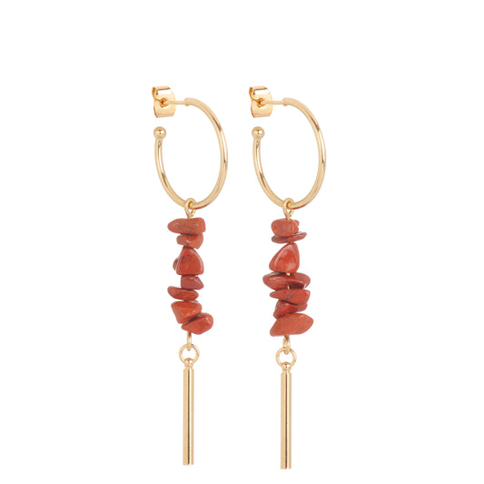 Boucles d'oreilles Calypso jaspe rouge