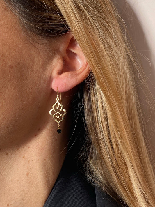 Boucles d'oreilles Vera agate noire