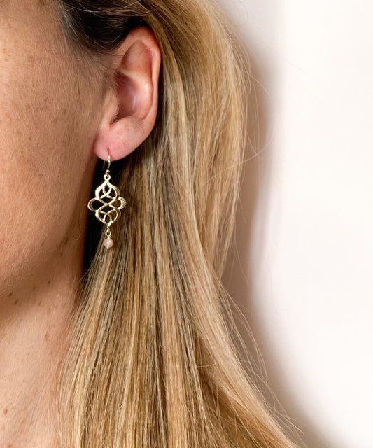 Boucles d'oreilles Vera pierre de lune orange