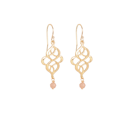 Boucles d'oreilles Vera pierre de lune orange