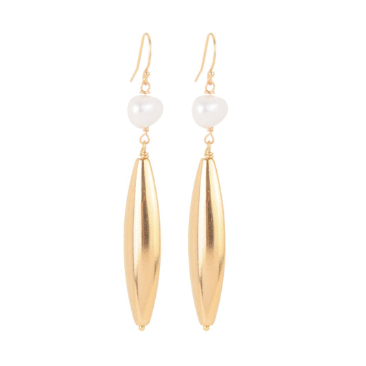 Boucles d'oreilles Perla avec une perle blanche