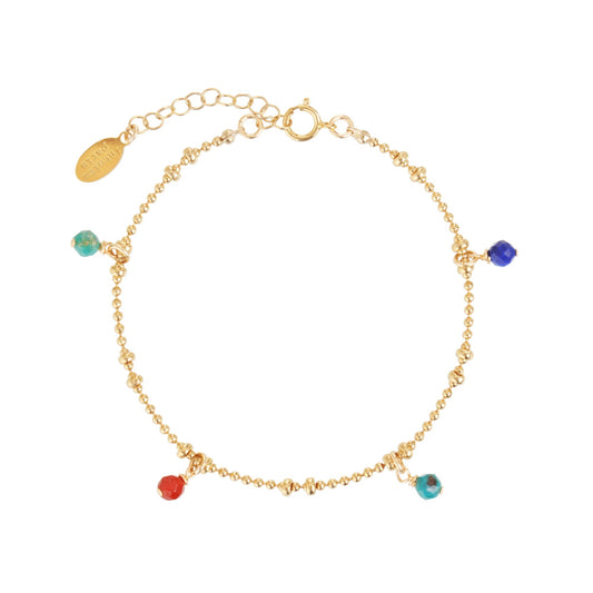 Bracelet Jasmine à pampilles en lapis lazuli, cornaline et chrysocolle