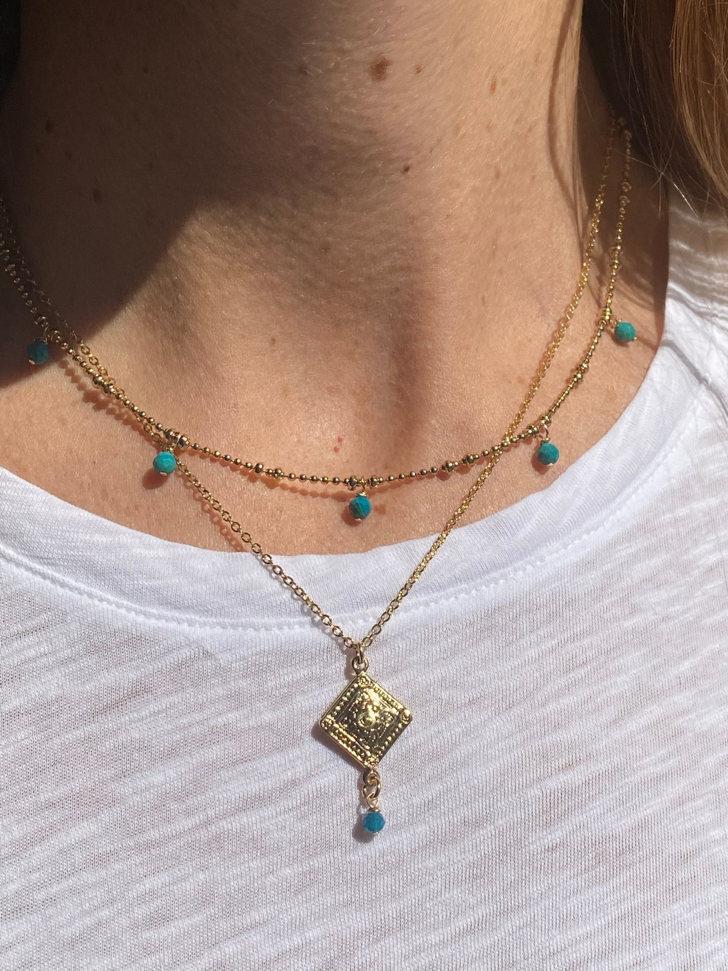 Collier Jasmine à pampilles en chrysocolle bleue