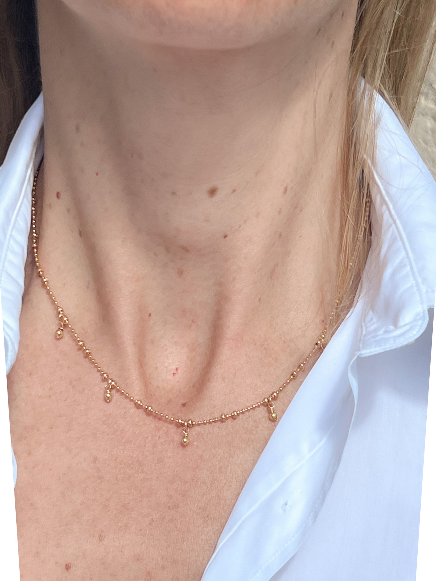 Collier Jasmine à pampilles roses en pierre de lune orange