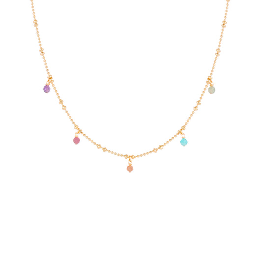Collier Jasmine à pampilles roses vertes bleues violettes