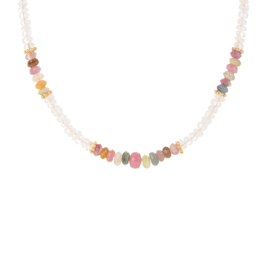 Collier Tamara labradorite blanche et tourmaline