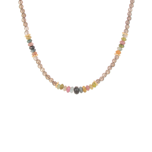 Collier Tamara quartz fumé et tourmaline