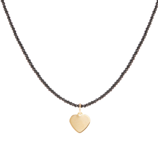 Collier coeur en agate noire