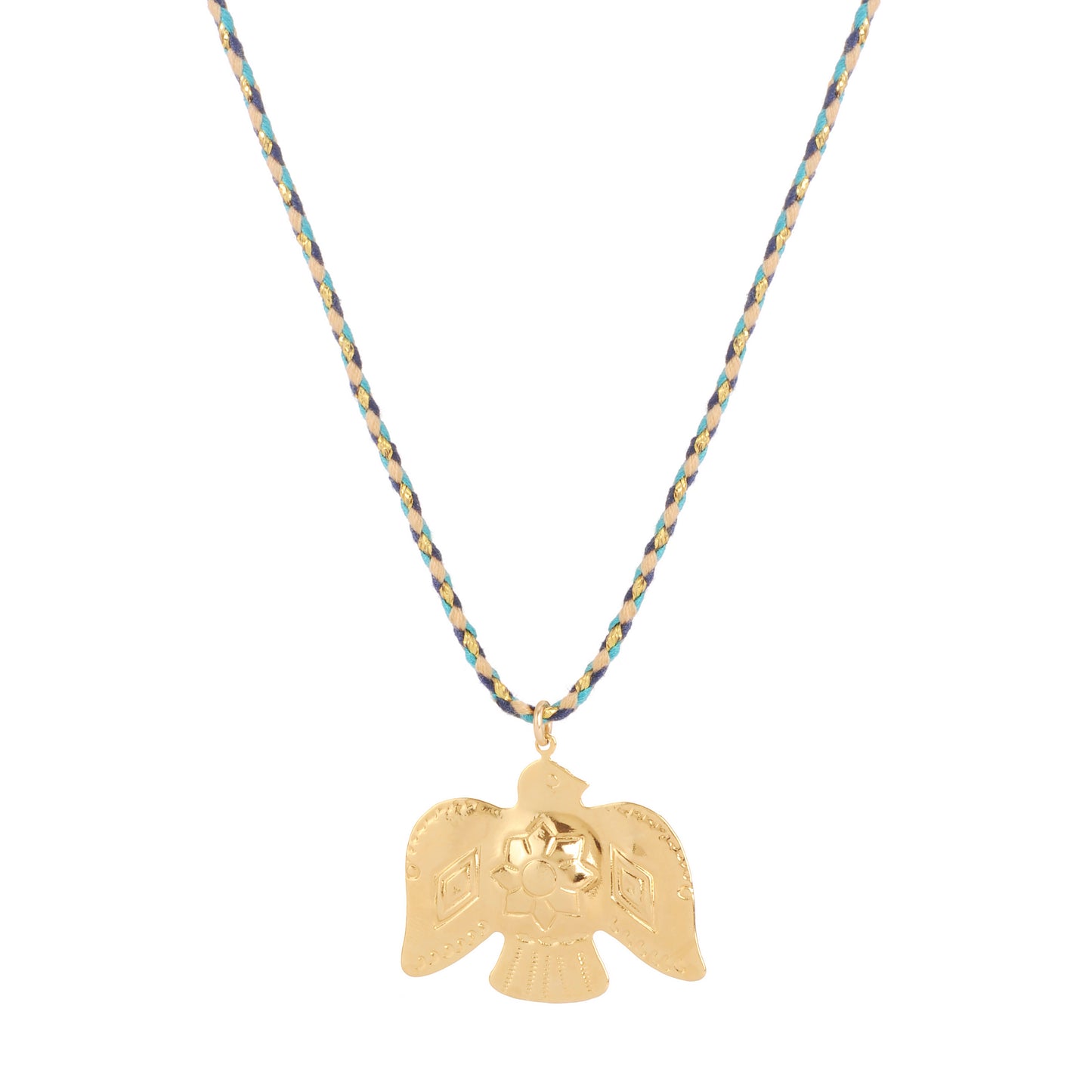 Collier Phénix sur fil bleu
