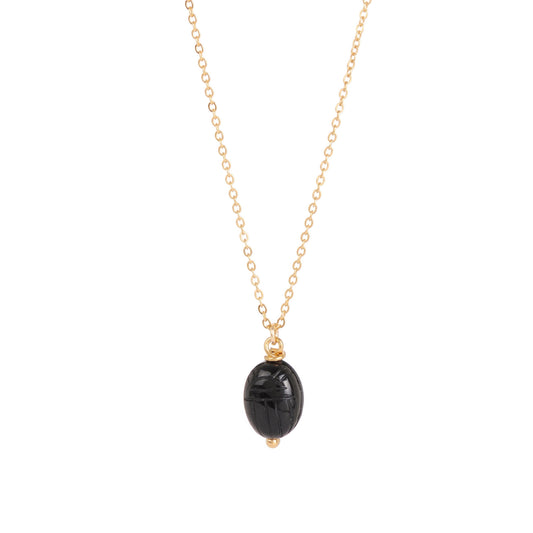 Collier Grigri scarabée agate noire