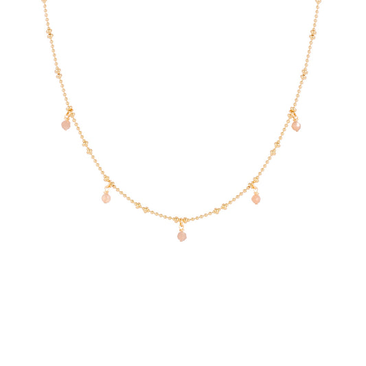 Collier Jasmine à pampilles roses en pierre de lune orange