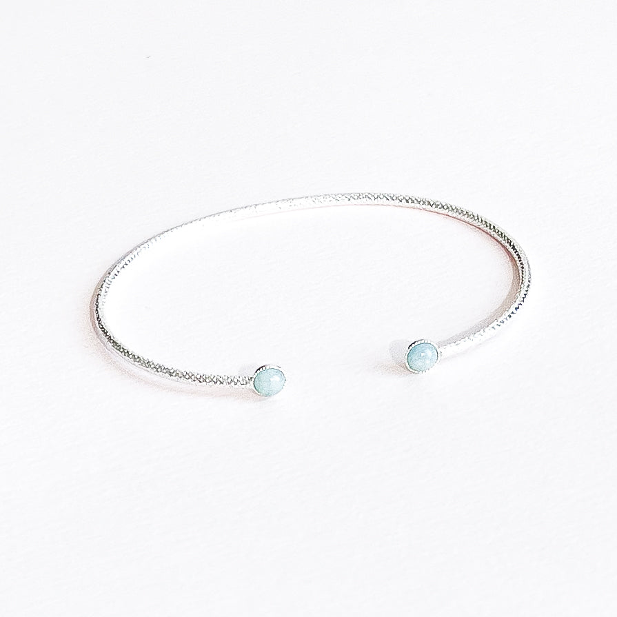 Jonc Ariane cabochon en amazonite (4mm) argenté